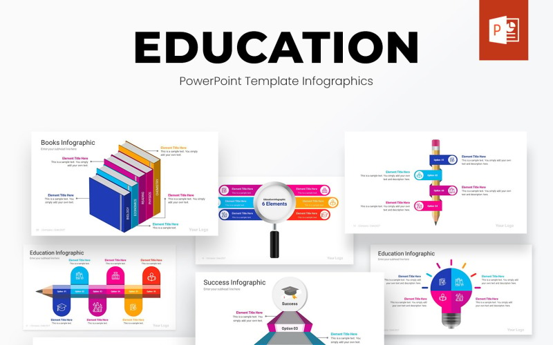 Conceptions de modèles d'infographie PowerPoint sur l'éducation