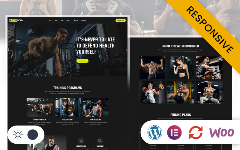 GYMBody – Edzőterem és fitnesz Elementor WordPress reszponzív téma