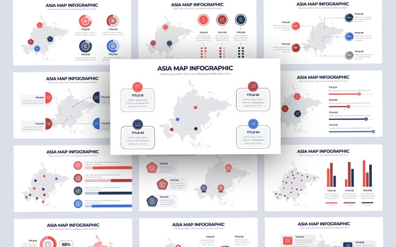 亚洲地图矢量信息图PowerPoint模板