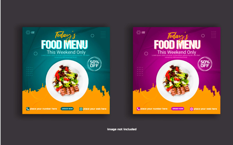 食品社交网络发布横幅食品销售模板设计