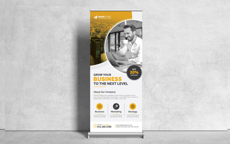 Corporate Roll Up Banner, X Banner, Standee, Pull Up Banner Design med kreativa former och koncept