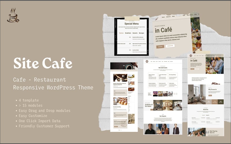 响应式Wordpress模板餐厅，咖啡馆