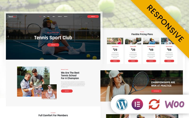 Tennisco - Tennis & Sports Club Elementor WordPress Responsive Theme