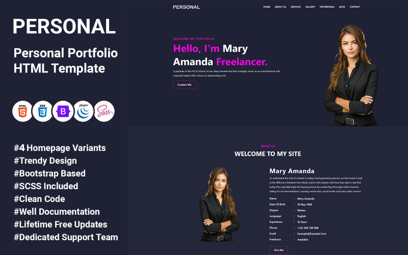 Personal - многоцелевой HTML-шаблон личного портфолио