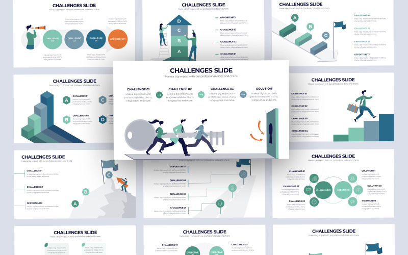 Modèle PowerPoint d'infographie sur les défis commerciaux