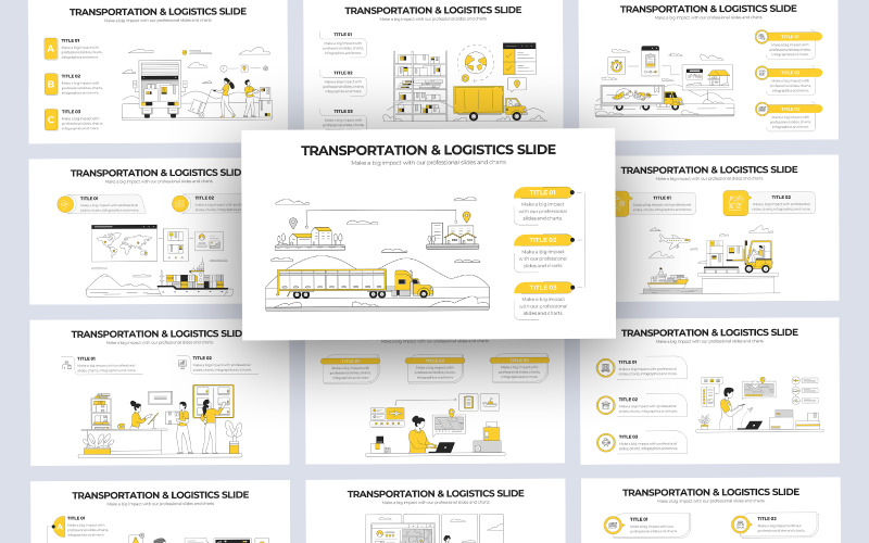 Modello PowerPoint - Infografica vettoriale per trasporti e logistica