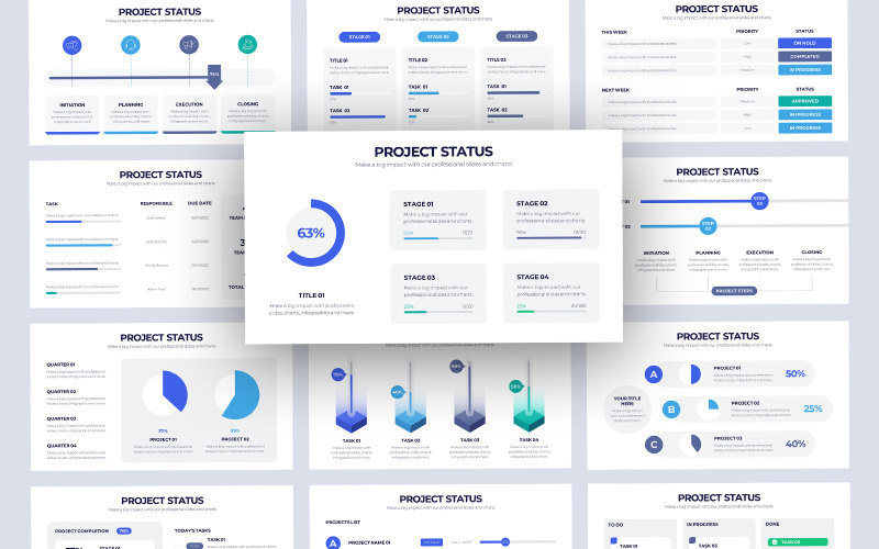 Projektstatus Infographic PowerPoint-mall