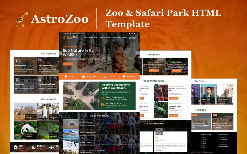 AstroZoo - HTML5-websitesjabloon voor dierentuin en safaripark