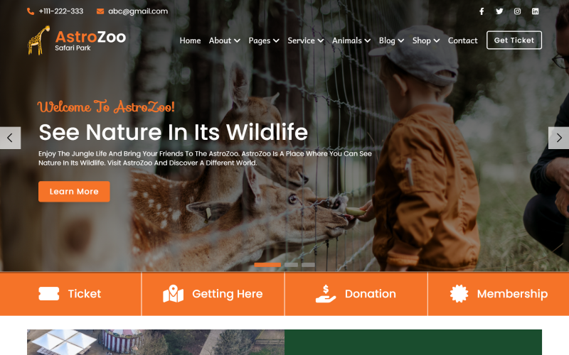 AstroZoo -动物园和野生动物园HTML5网站模板