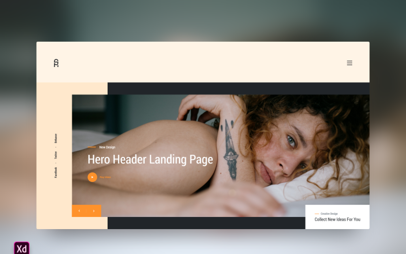 Hero Header-bestemmingspagina Adobe XD-sjabloon Vol 44