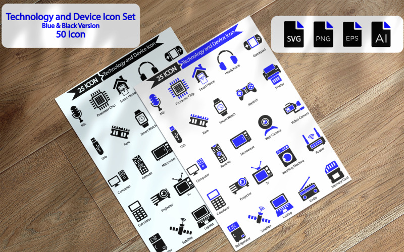 50 Technologie Premium et icône d'appareil