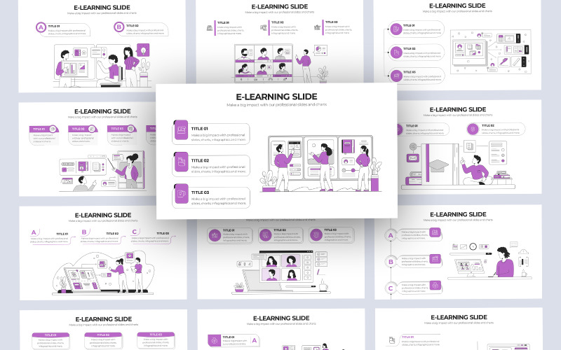 E-learning oktatás vektoros infografika PowerPoint sablon