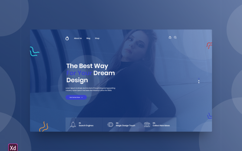 Hero Header-bestemmingspagina Adobe XD-sjabloon Vol 125