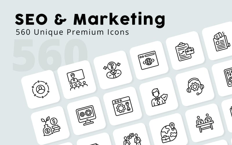 Iconos de esquema único de marketing SEO