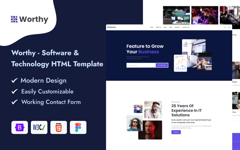 Worthy - Программное обеспечение и технологии HTML-шаблон