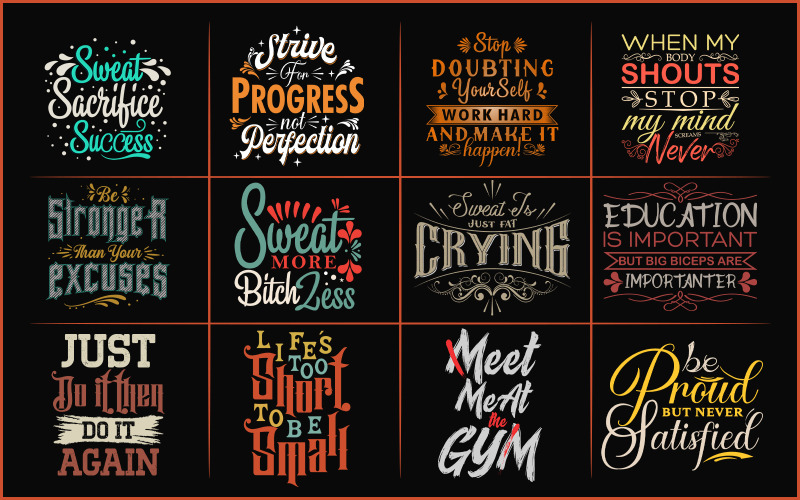 Aangepaste typografie T-shirt ontwerp, fitness typografie tee ontwerp