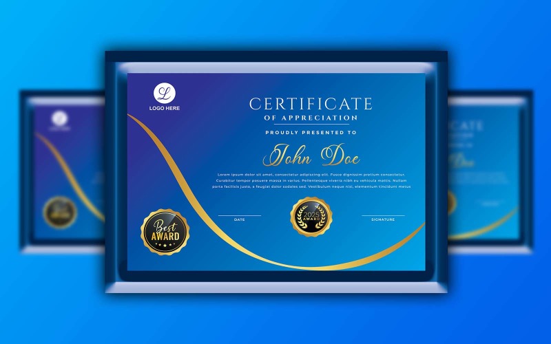 Aspecto profesional azul inteligente - Plantilla de certificado