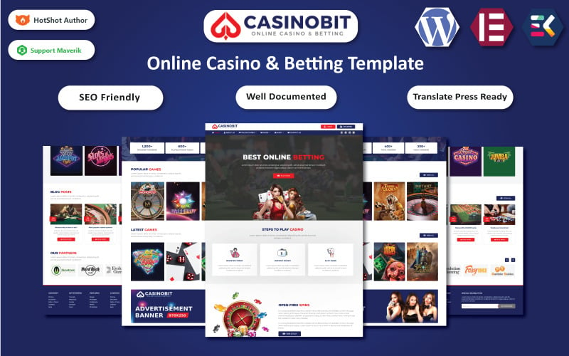 Casino Bit - Modelo WordPress Elementor de Cassino Online e Apostas