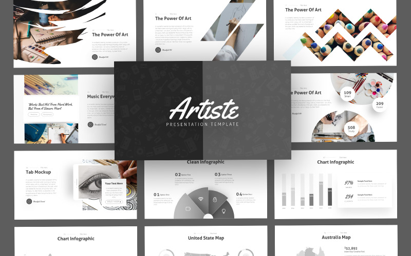 Artiste Art Theme Шаблон PowerPoint