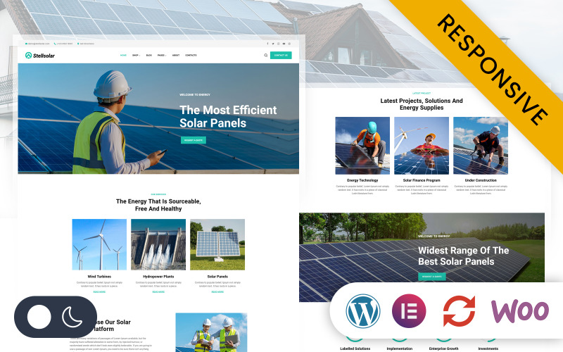 Stellsolar - Painel Solar e Energia Verde Elementor WordPress Tema Responsivo