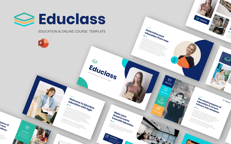 Educlass - modelo de PowerPoint de curso online e educacional