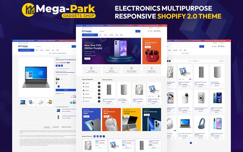 MegaPark -多功能自适应主题Shopify 2.Mega Store电子产品和小工具0
