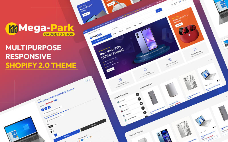 MegaPark – Responsive Theme für den digitalen Shop für Elektronik und Gadgets, vielseitig einsetzbar, Shopify 2.0