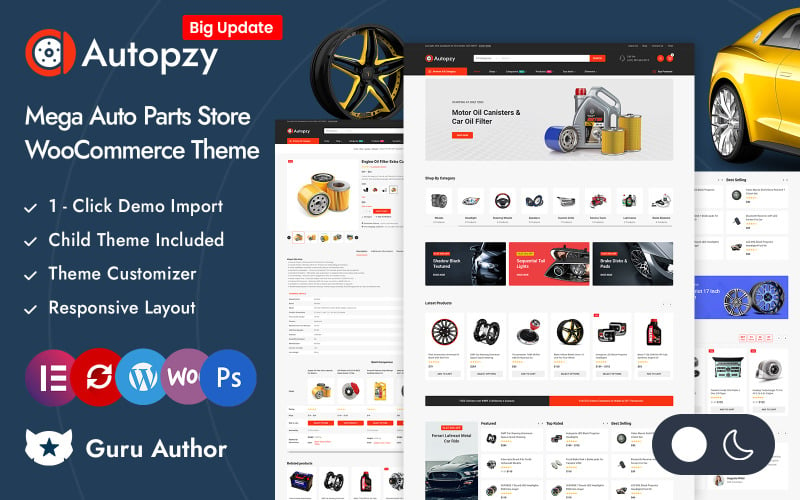 Autopzy - Loja de peças e ferramentas automotivas WooCommerce Theme