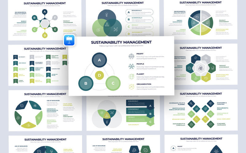 Plantilla de presentación de infografía de gestión de sostenibilidad