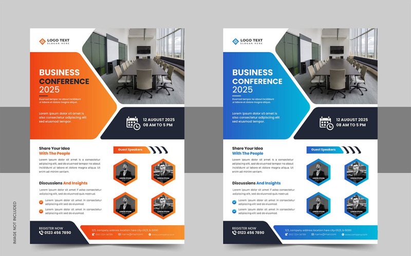 Шаблон флаера современной корпоративной бизнес-конференции и плакат флаера мероприятия