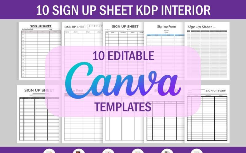 10 Düzenlenebilir Canva Şablonu KDP İçin Kayıt Sayfası