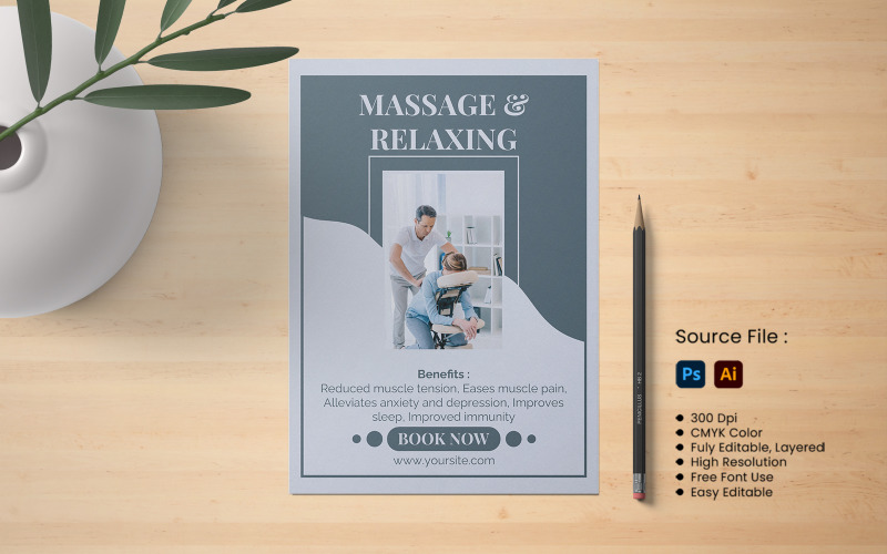 Massage avkopplande reklambladsmall