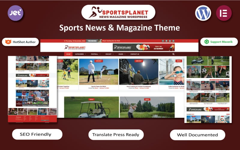 Sports Planet - Nyheter & Magasin WordPress-tema