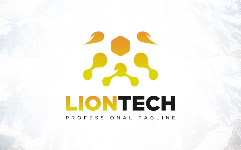 Conception de logo de technologie de puissance de lion