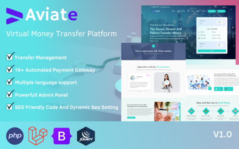 Aviate - Virtueel geldtransferplatform.