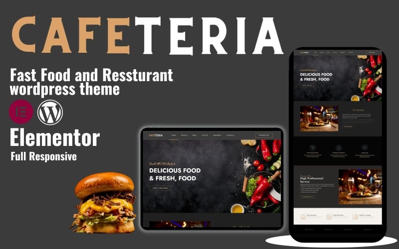 Cafetería: tema de respuesta de WordPress para comida rápida y restaurante