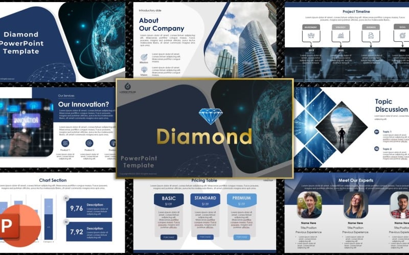 Diamante - modelo de PowerPoint de pitch deck