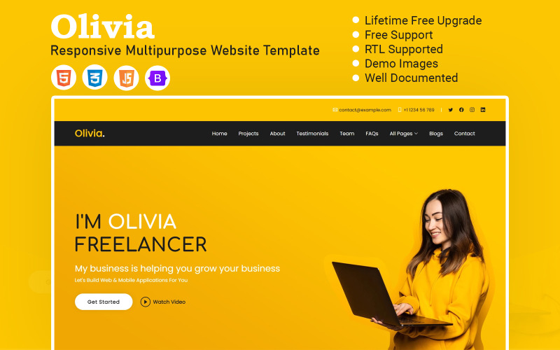 Olivia Веб-дизайн и разработка Адаптивный HTML5-шаблон веб-сайта