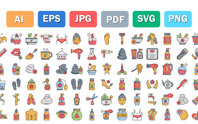 Zestaw ikon Urody i Spa | sztuczna inteligencja | EPS | SVG