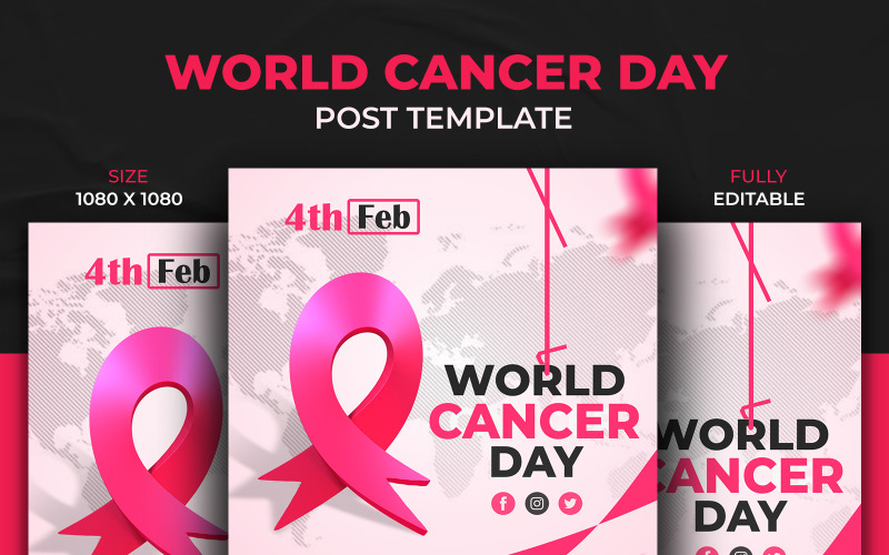 世界癌症日3D社交媒体帖子设计