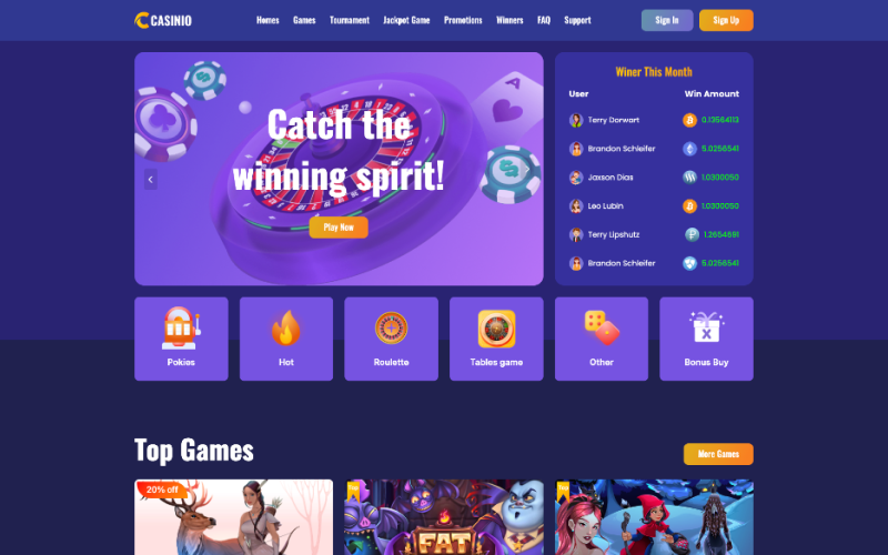 Kasyno — szablon HTML kasyna online