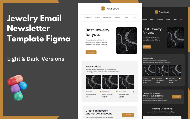ZA DARMO - Szablon biuletynu biżuteryjnego - Figma UI Design