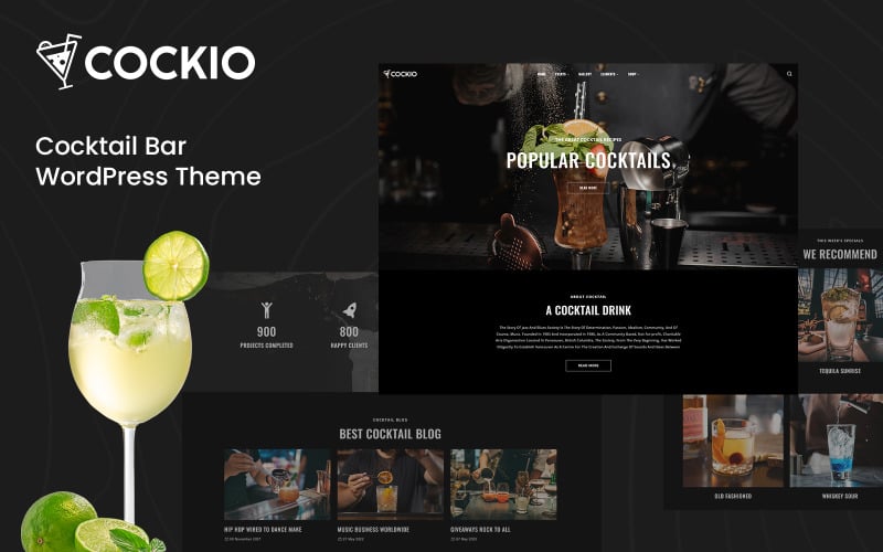 Cockio – тема WordPress для ресторану та коктейль-бару