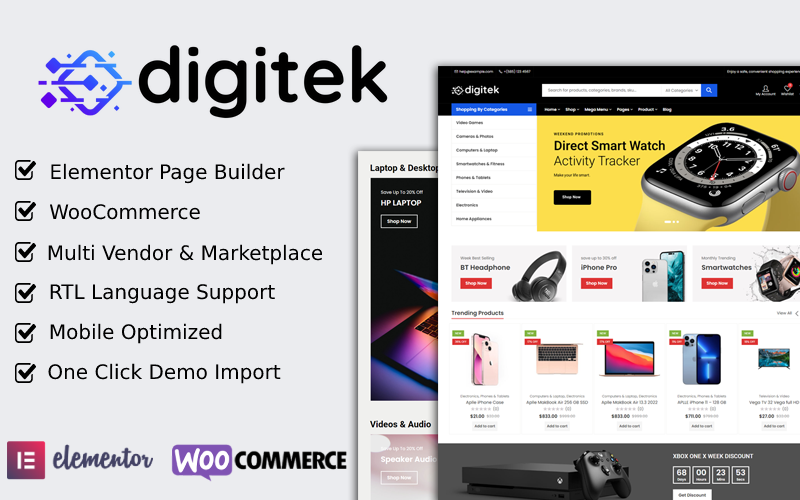 Digitek - WooCommerce主题由元素电子