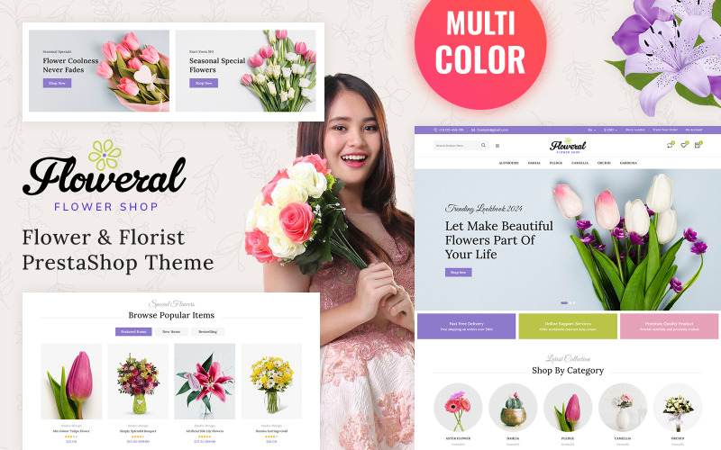 Floweral - PrestaShop-Design für Blumen und Geschenke