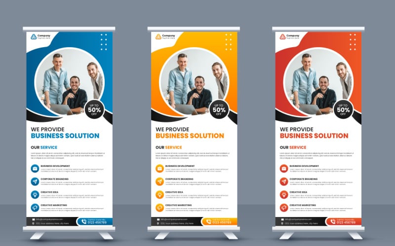 Corporate Rollup banner stand template design and modern stands business roll-up banner layout