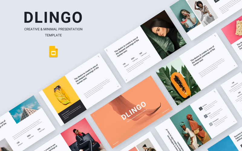 Dlingo - креативный и минимальный шаблон слайдов Google