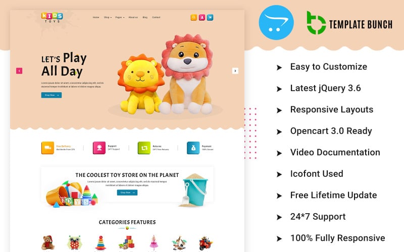 儿童玩具-响应OpenCart主题的电子商务