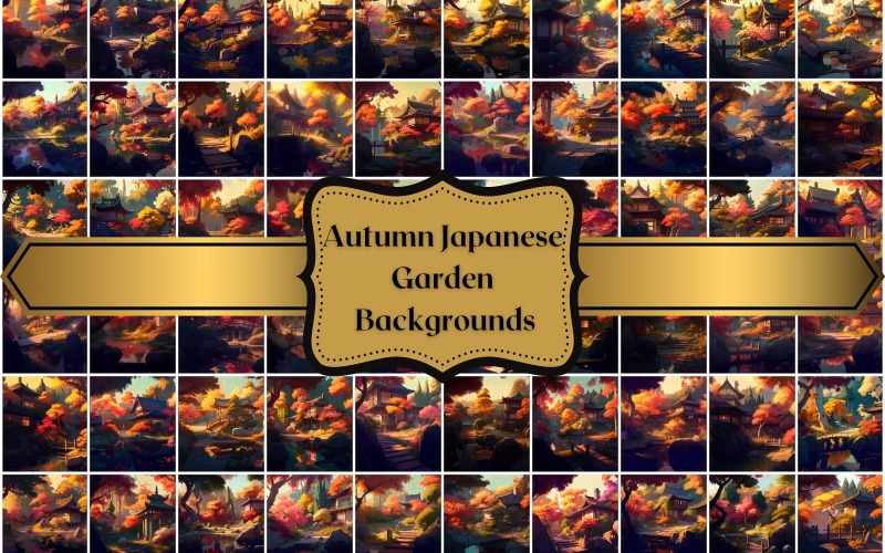 秋天日本花园背景