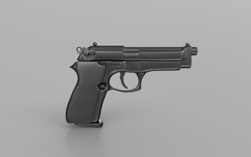 手枪3D低多边形模型